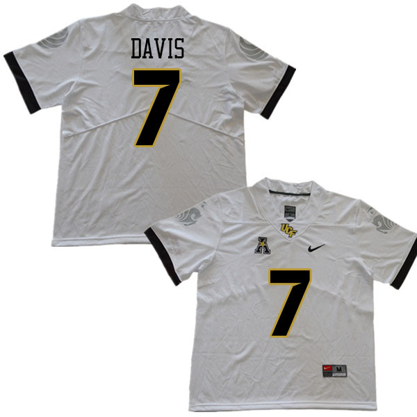 Men #7 Fred Davis UCF Knights College Football Jerseys Stitched Sale-White - Click Image to Close